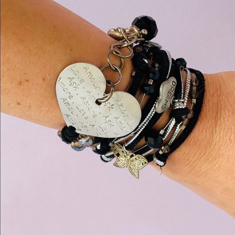 MIA wrap bracelet black and silver
